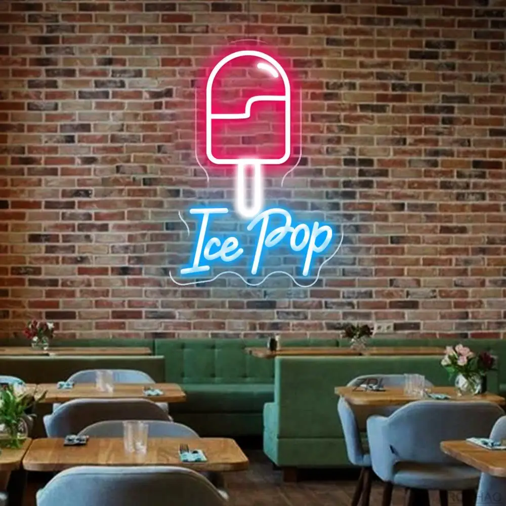 LED Neon Sign Ice Cream Neon Light Wall Decoration for Store Room Party Decor Kids Birthday Gift Night Lights Lamps