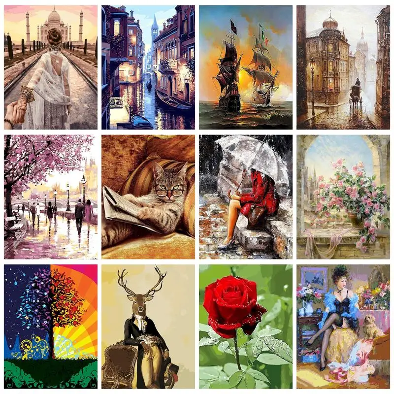 

GATYZTORY Decorative Painting By Numbers Acrylic Paints Canvas Painting Scenery Paintings Home Decoration