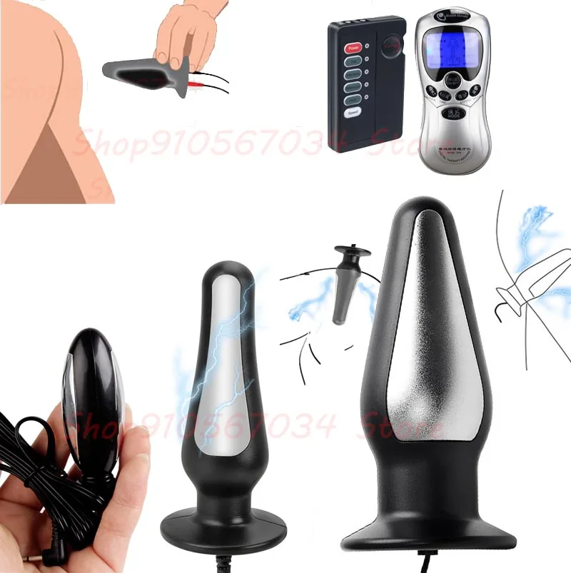 BDSM Electric Shock Pulse Metal Anal Butt Plug E-stim Massager Electro Prostate Vagina Stimulator Anus Dilator Adult Sex Toys Electro sex toys Electric sex toys