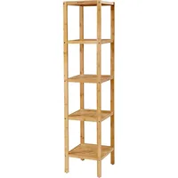 5-Tier Bamboo Bathroom Shelf, Narrow Shelving Unit, Multifunctional Storage Rack, Corner Rack, for Kitchen, Living Room, Bedroom 1