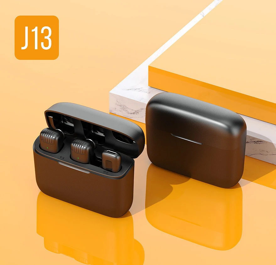 Noise Cancelling Live Video Portable 1 to 2 Mini Lavalier Wireless Microphone Clip-on With Charging Case For OS Devices