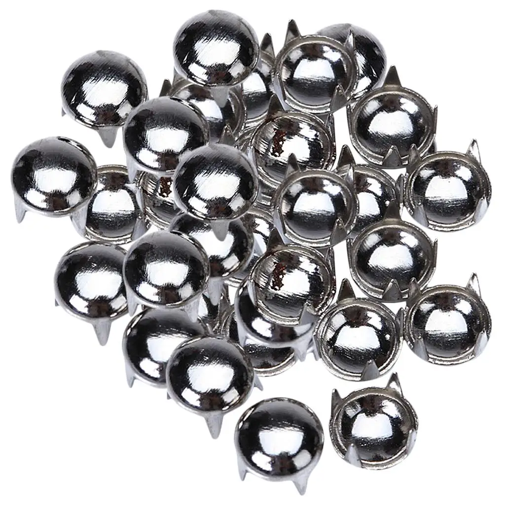 100 Round Studs Spots Silver DIY Leather Rock Punk Spikes 6mm