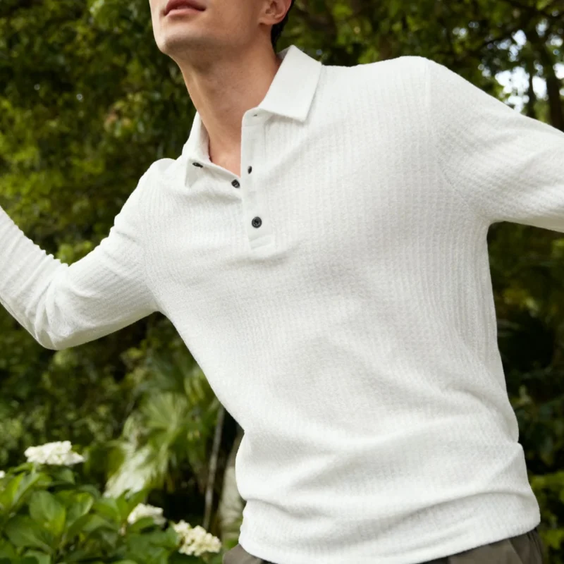 Casual autumn long sleeve polo shirt for men
