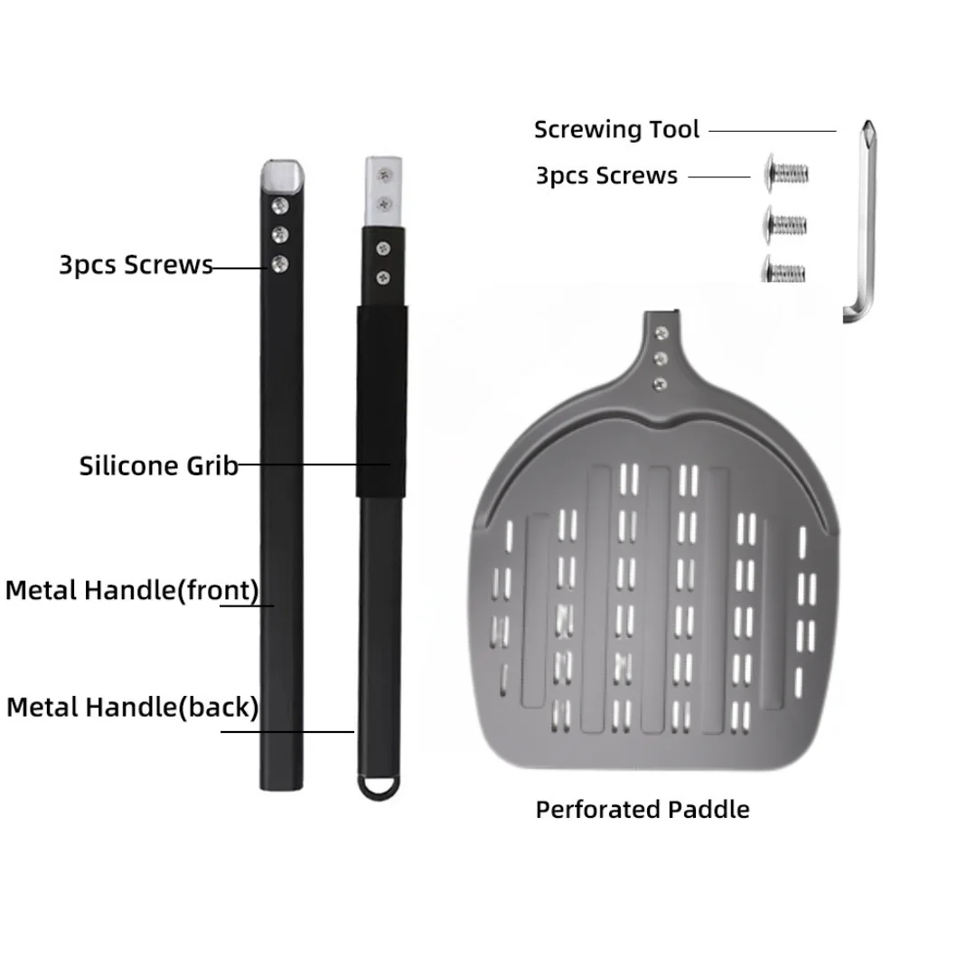 12 13 14Inch Pizza Peel Long Handle Turning Aluminum Pizza Turner Nonstick Baking Tool Perforated Paddle Kitchen Accessory pizza peel