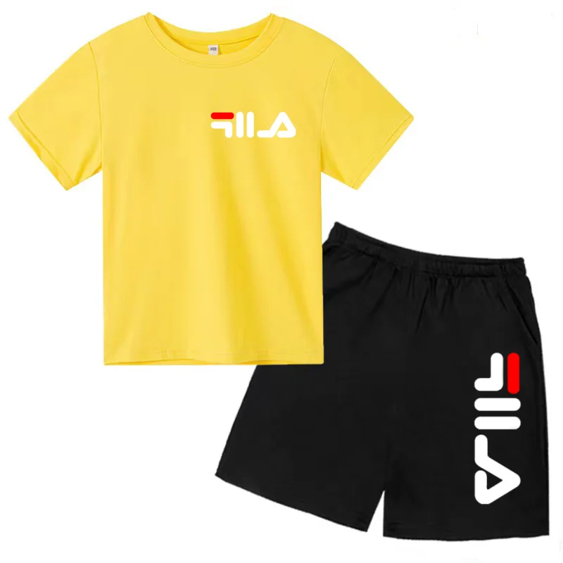 Summer Children's Suit Men's and Women's Sports T-shirt Short Sleeve Shorts Leisure Set Gift Preferred 3-13 Years Old 6