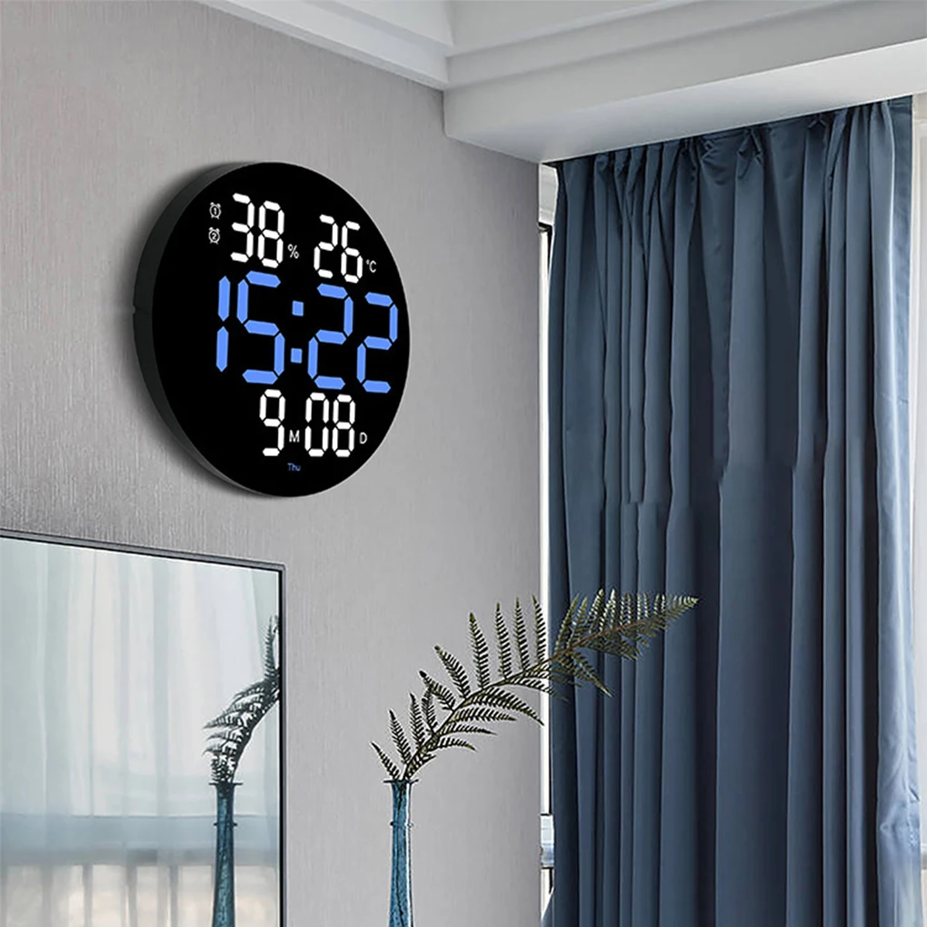 Digital Wall Clock ABS Wall Clock Replacement Battery Powered Home Gym Digital LED Clocks Alarms Thermometer Humidity Meter Accessory