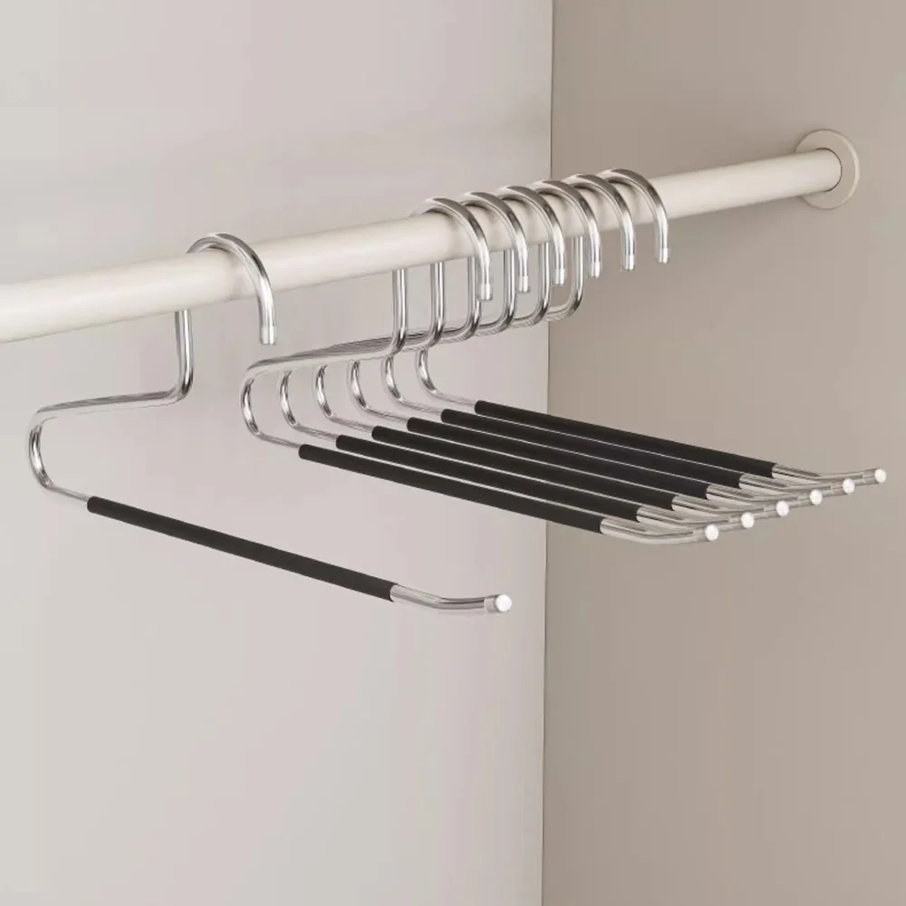 5Pcs Goose Type Pants Rack Stainless Steel Z Shaped Non-slip