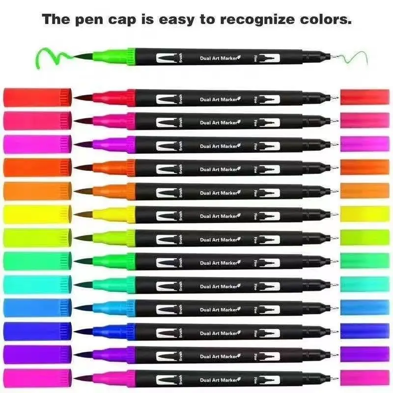 Watercolor Brush Marker Pen Art Markers Felt Tip Pens Sketchbooks For Drawing Stationery Supplies 60/120 Colored Dual Tip