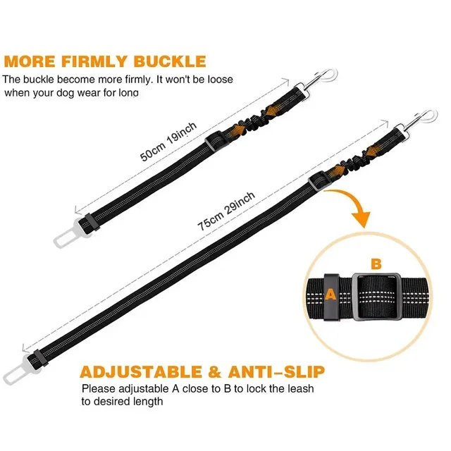 Dog Leash Harness Dogs Dog Accessories Supplies Pet Dog Car Seat Belt Retractable Buffer Elastic Reflective Safety Traction Rope 3