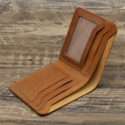Retro Slim Genuine Leather Men’s Wallet with RFID Protection (Brown)