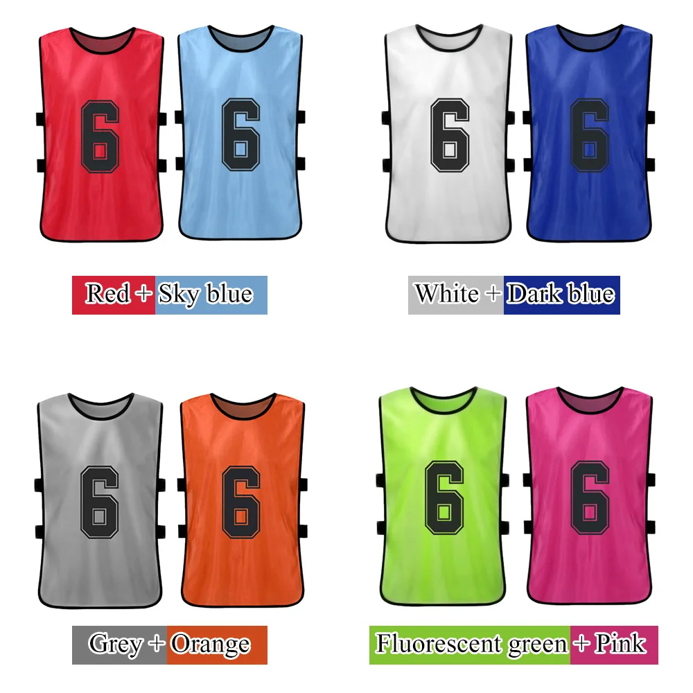 Kids sports suit Men sports suit 12 PCS Adults Children Soccer Pinnies Quick Drying Football Team Jerseys Sports Team Training Numbered Bibs Practice Sports Vest