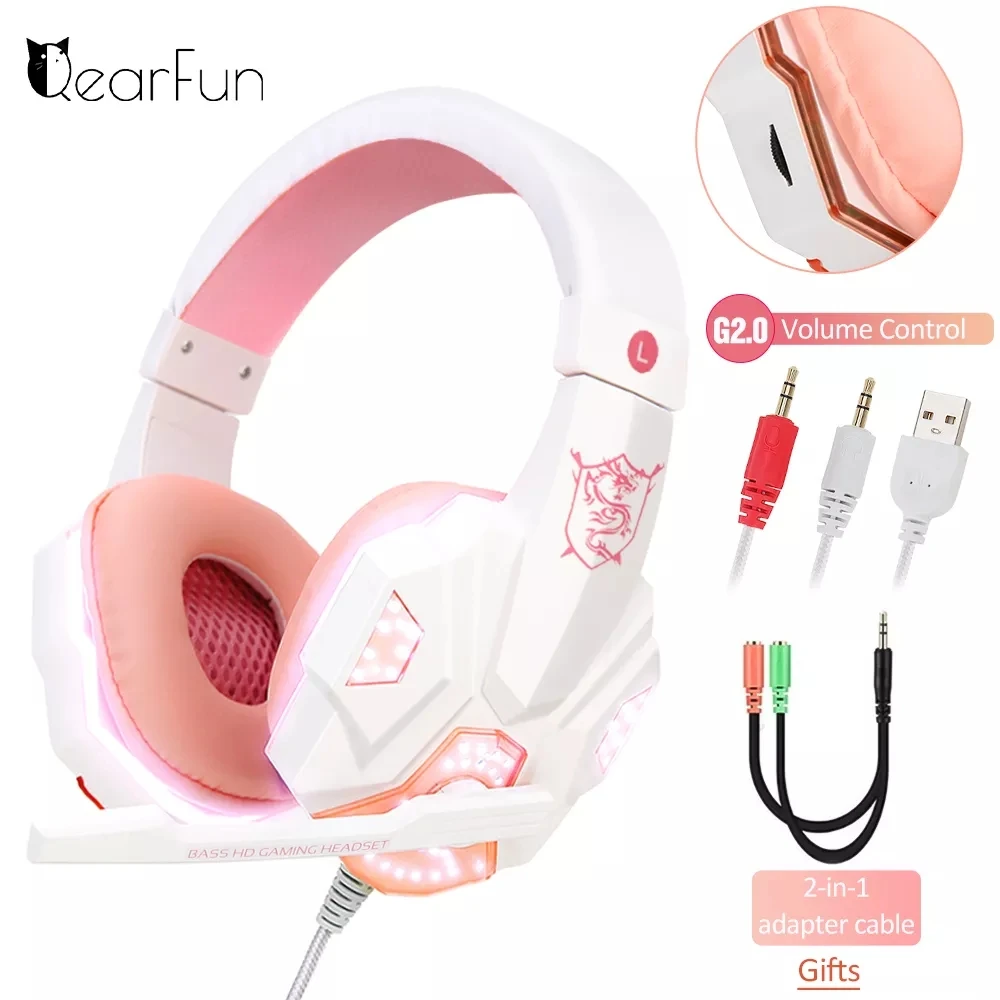 Casque Gamer d'écoute hi-fi stéréo rose avec Microphone, pour PC, fille,  noir, casque de jeu filaire, pour PS4, Windows XP/7/8/10, téléphone  portable - AliExpress