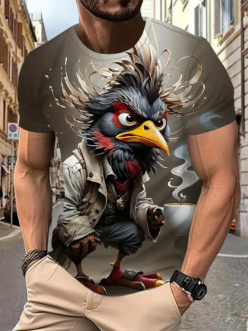 Men's T Shirt Cartoon Duck Print Summer Casual Short Sleeve Tops Tee Fashion T-shirts Outdoor Quick drying Street Clothing