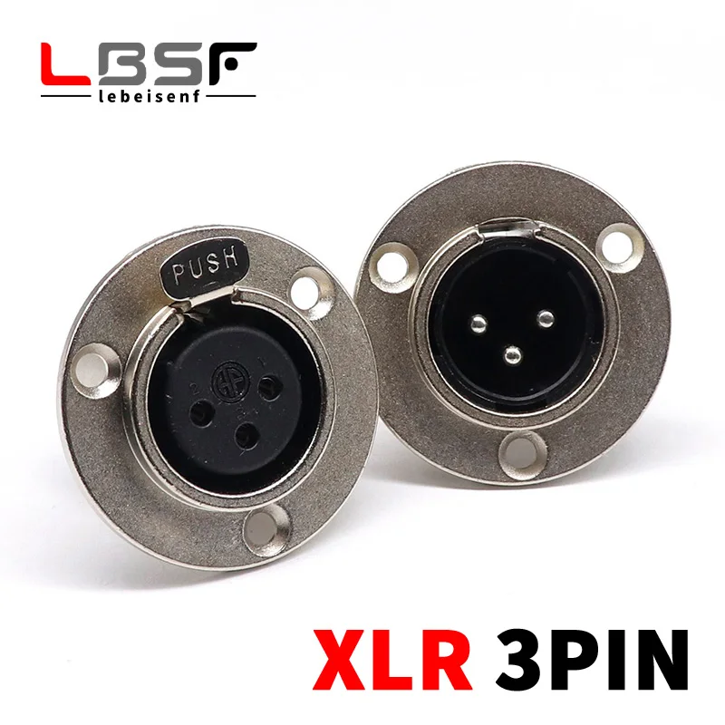 Masculino e Feminino Metal Xlr Speaker Panel Mount Socket Adaptador Conector Soquete de Microfone de Áudio 3pin 10 Pcs