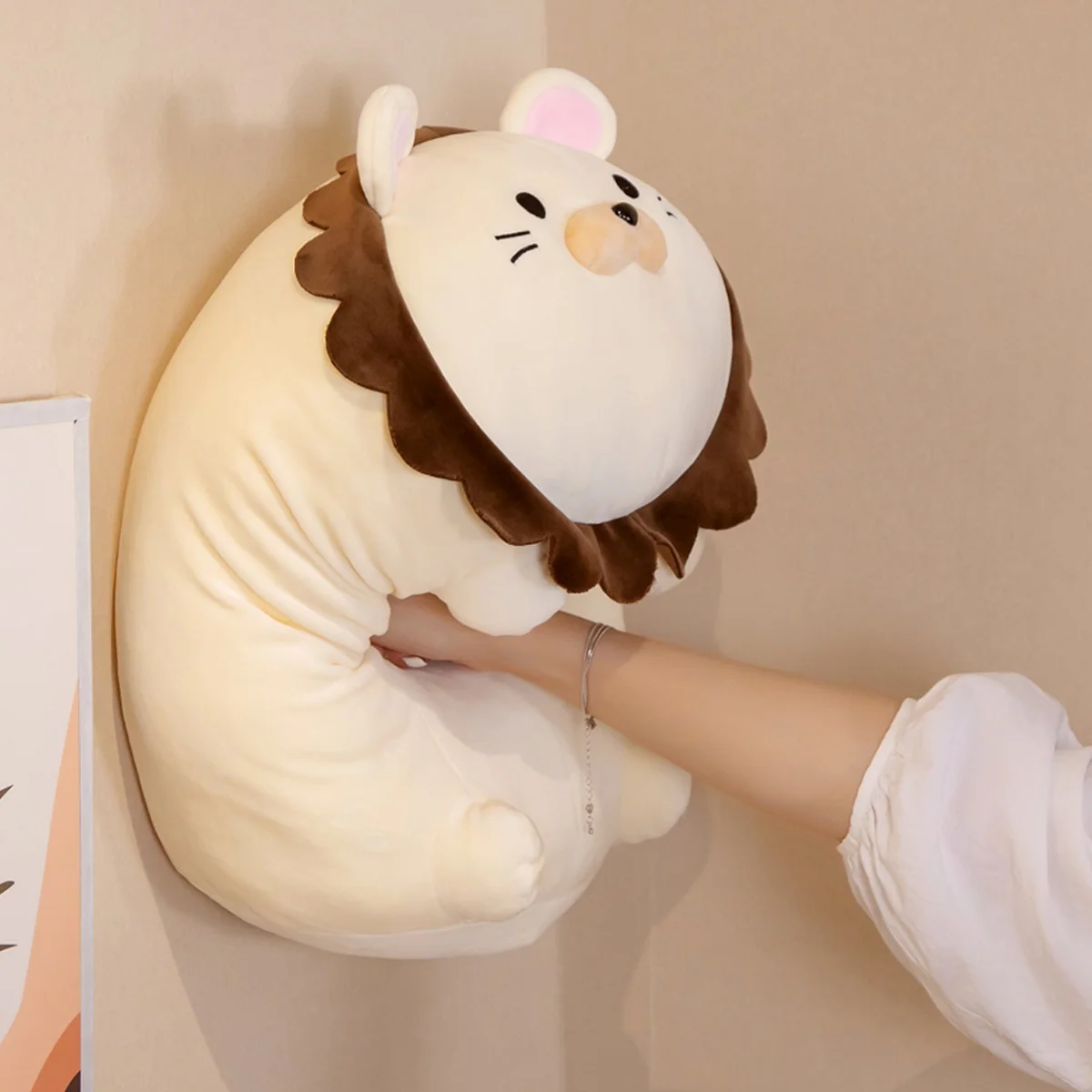 

35/42CM Kawaii Round Ball Lion Plush Stuffed Toy Baby Sleeping Throw Pillow Birthday Gifts for Kids Girl Room Decor