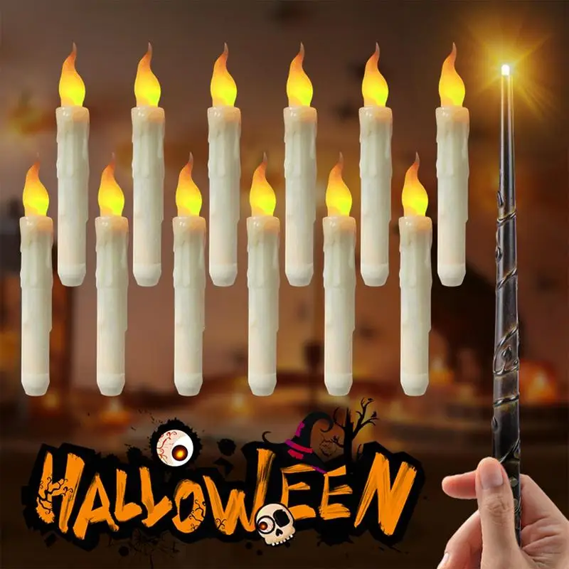 12-48 Floating Candles with Magic Wand Christmas Flying Candle Flameless  Candles Battery Remote Candle Witch Wizard Party Decor - AliExpress