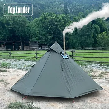 1-Person Pyramid Hot Tent with Window & Chimney Opening 1