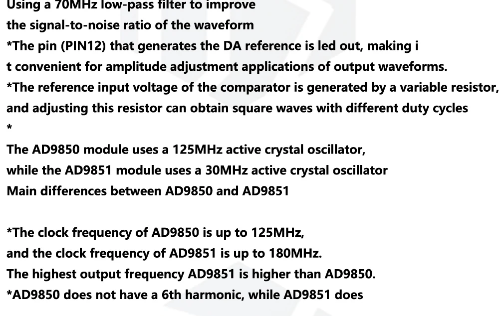 DDS Signal Generator Modul Entwicklung Bord 0-70MHz 0-40MHz AD9850 2 Sinus Welle und 2 platz Welle – Detail 3