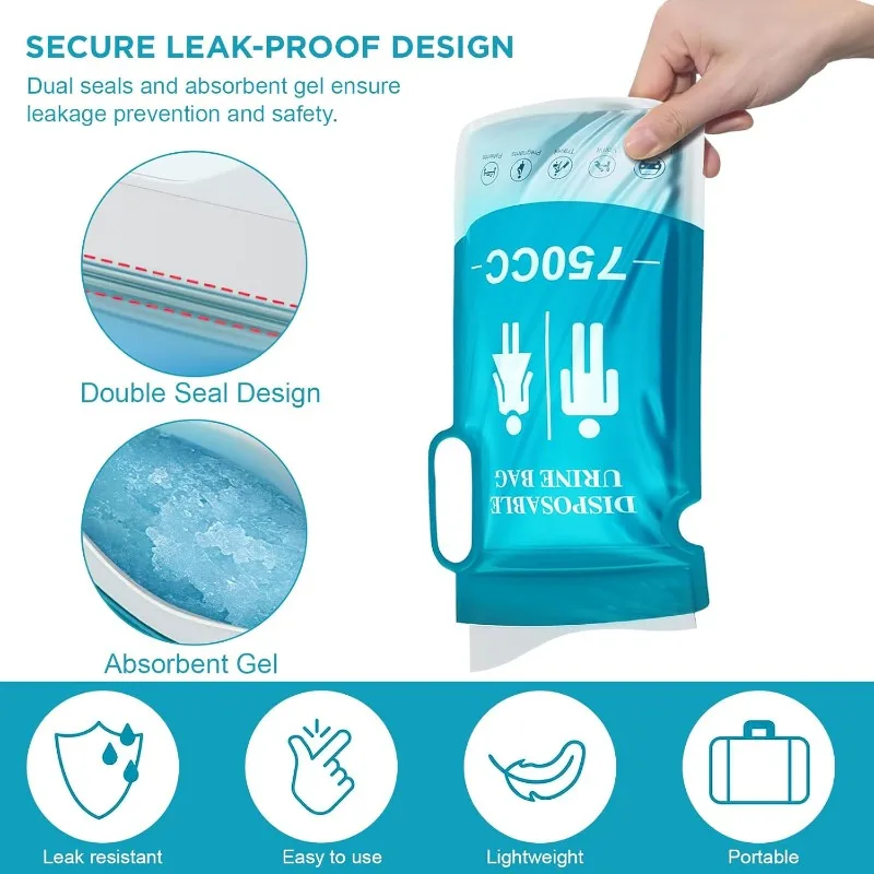 Single 750ml Urine Bag 10PCS for Elderly Women and Boys