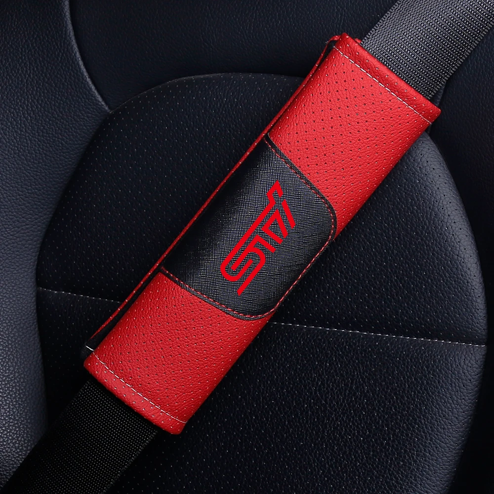 1piece Leather Car Seat Belt Shoulder Pad For Subaru STI OUTBACK WRV BRZ XV Impreza Forester Legacy Ascent safety belt shoulder guard