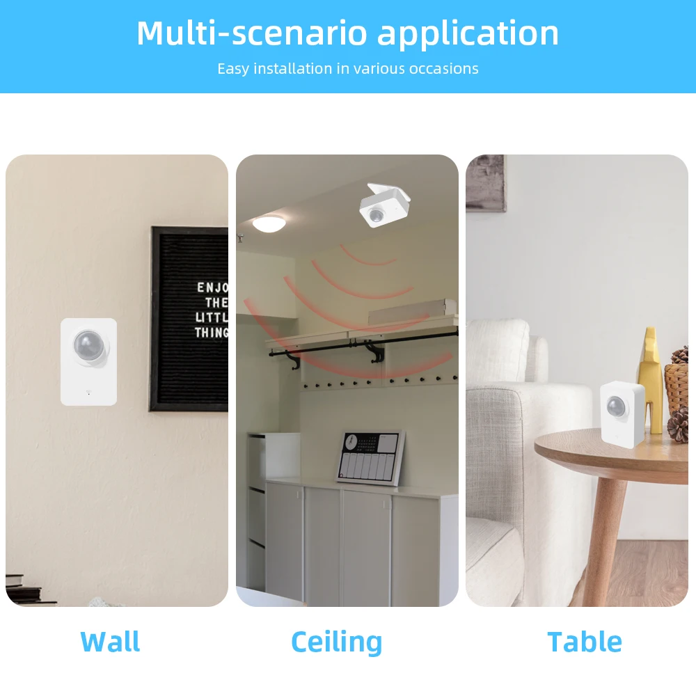 Tuya Rotatable Wifi Motion Human Sensor PIR Motion Detector Smart Life APP Control USB Power Supply Smart Home Alarm System