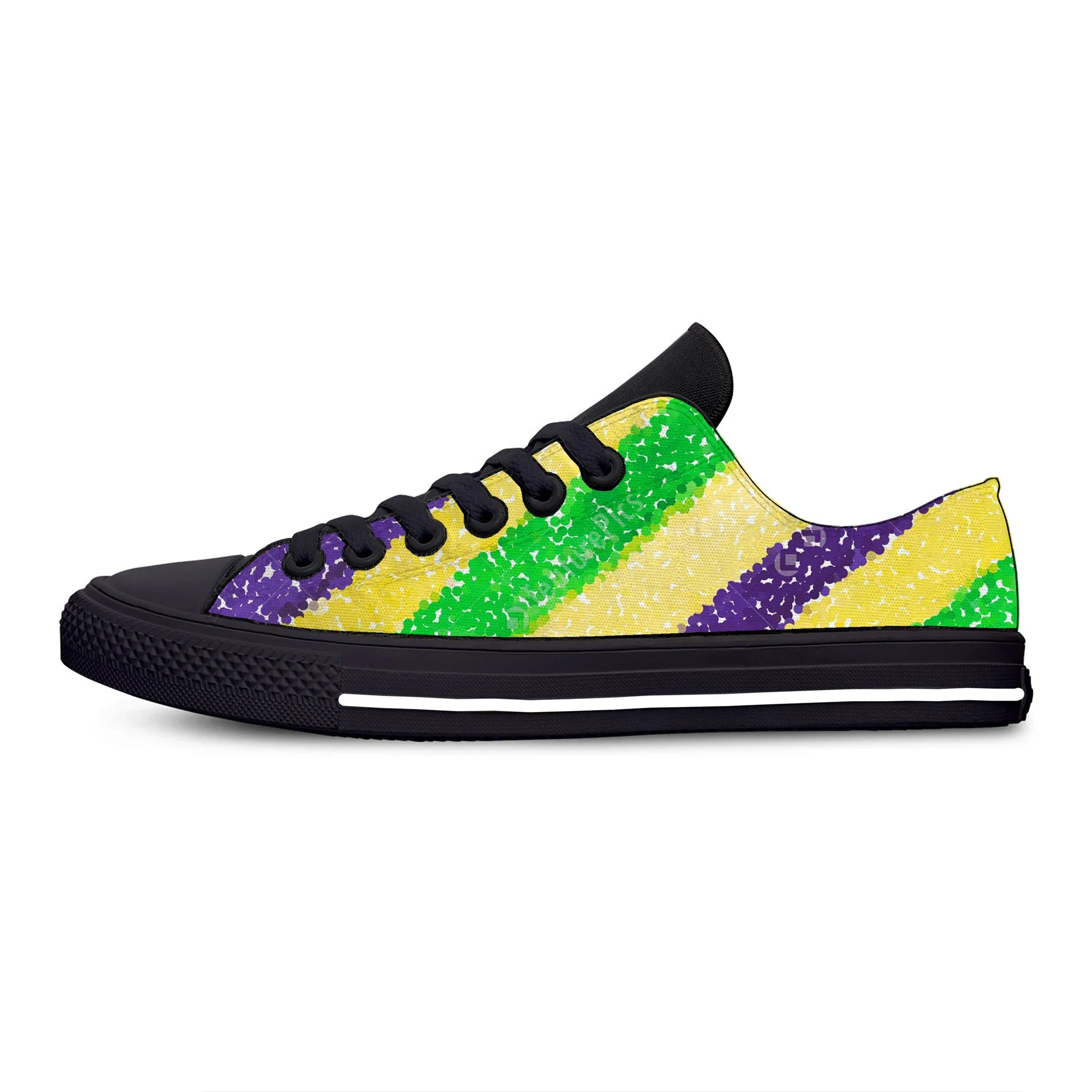 Summer Mardi Gras Stripe Pattern Fashion Classic Casual Shoes Breathable Men Women Hot Sneakers Low Top Lightweight Board Shoes