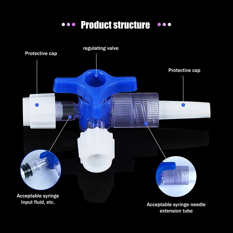 Two/Three-Way Suction Tube Syringe Flush Adapter Plug Valve For Clinical Hospital Luer Lock Adapter 2/3-Way Stopcock Flexiable