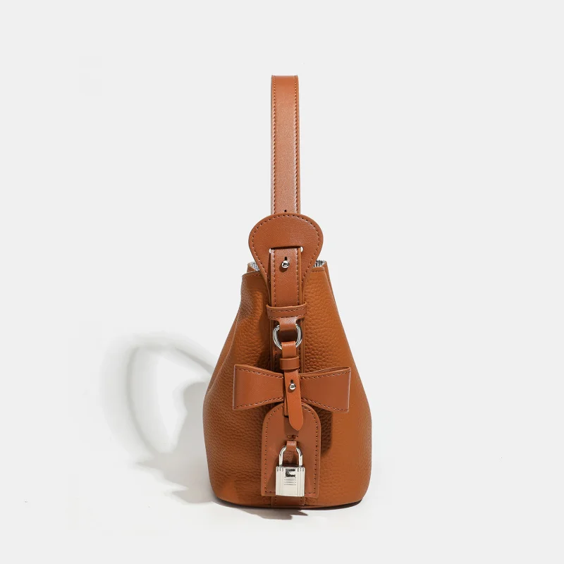 New Arrival Top Layer Genuine Leather Bucket Bag Spring Style Quality Crossbody Bag For Daily Commute Elegant Shoulder Handbag