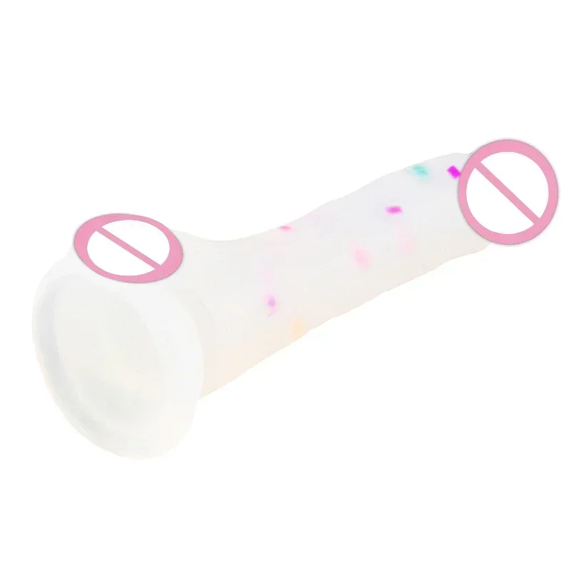 Confetti Dildo Realistic Clear Silicone Dildo with Strong Suction Cup for Hands-Free Play Realistic Penis for Women and Couple