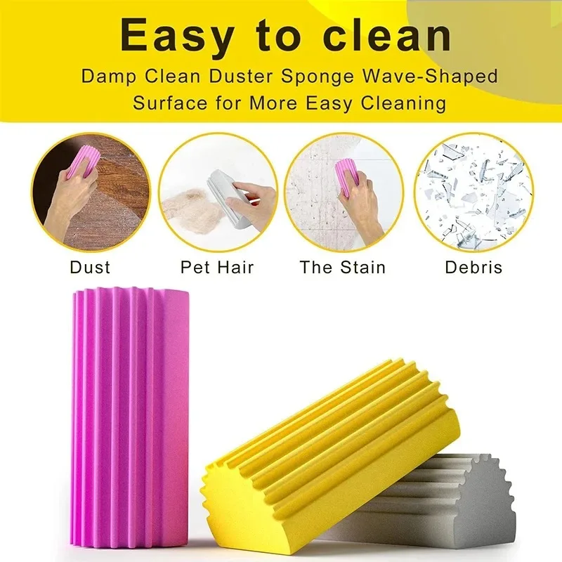 

3/2/1PC Damp Clean Duster Sponge Portable Cleaning Brush Duster Cleaning Blinds Glass Baseboards Vents Railings Mirrors Window