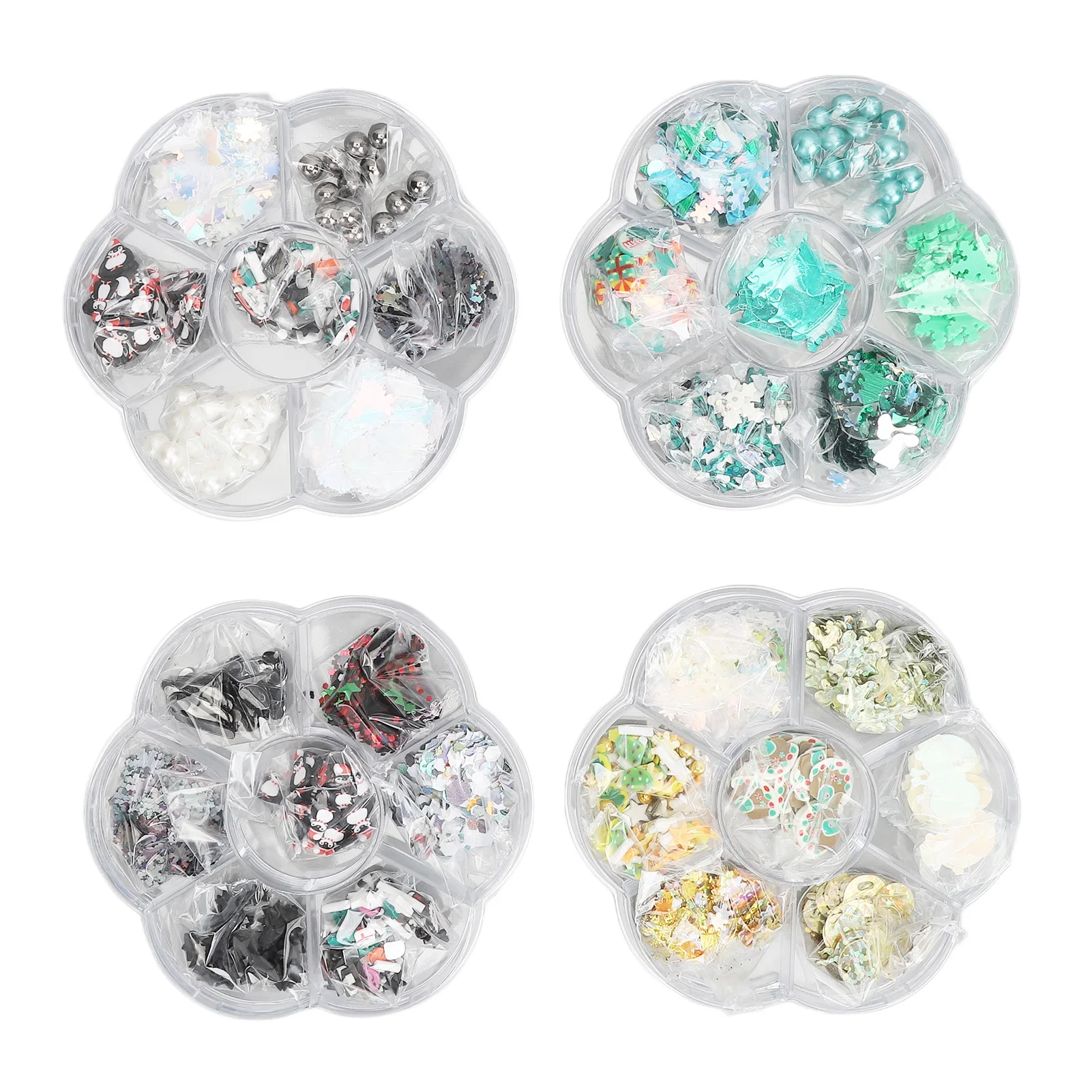 

Clay Nail Sequins Snowflake 4 Box Beads Christmas Nail Art Decoration Exquisite Lovely for Nail Salon for Nail Artist