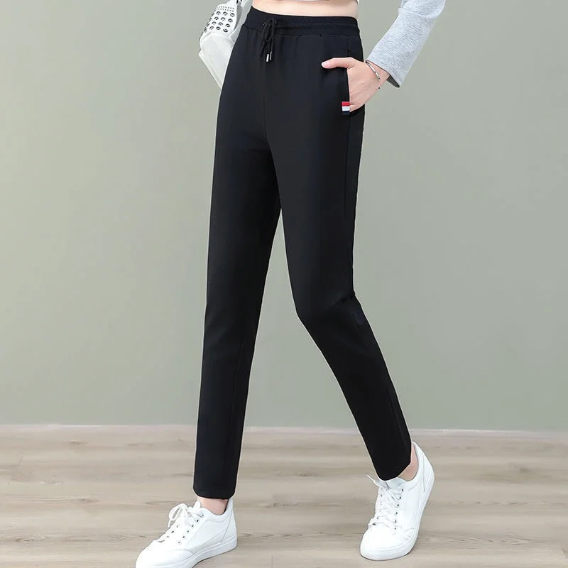 

Korean Fashion Black Casual Pants Women High Waist Quick Drying Oversized Sport Pants Y2k Jogging Sweatpants Pantalones Mujer