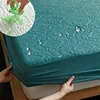 Queen King Quilted Waterproof Mattress Cover with Elastic Fitted Sheet Solid Color Bed Covers 90/120/135/140/150/160/180/220cm 1