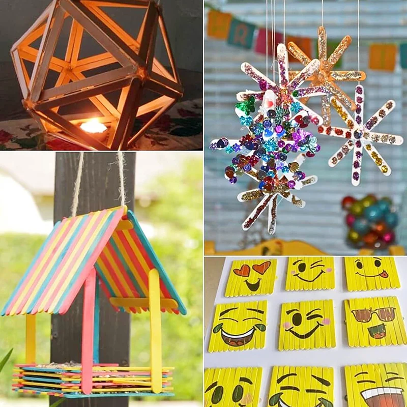 Okllen Confezione da 1000 bastoncini colorati per ghiaccioli, in legno, 15,2 cm, per gelato, gelato, arte per bambini, progetti fai da te, forniture artigianali per la casa e l'aula
