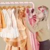 Dress Up Rack for Little Girls - Small Kids Costume Wardrobe Rack with 2 Fabric Shelves - Princess Room Bedroom Decor 3