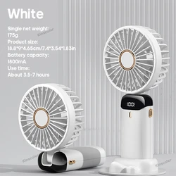 Portable USB Rechargeable Mini Fan with Foldable Design and Phone Stand (White)
