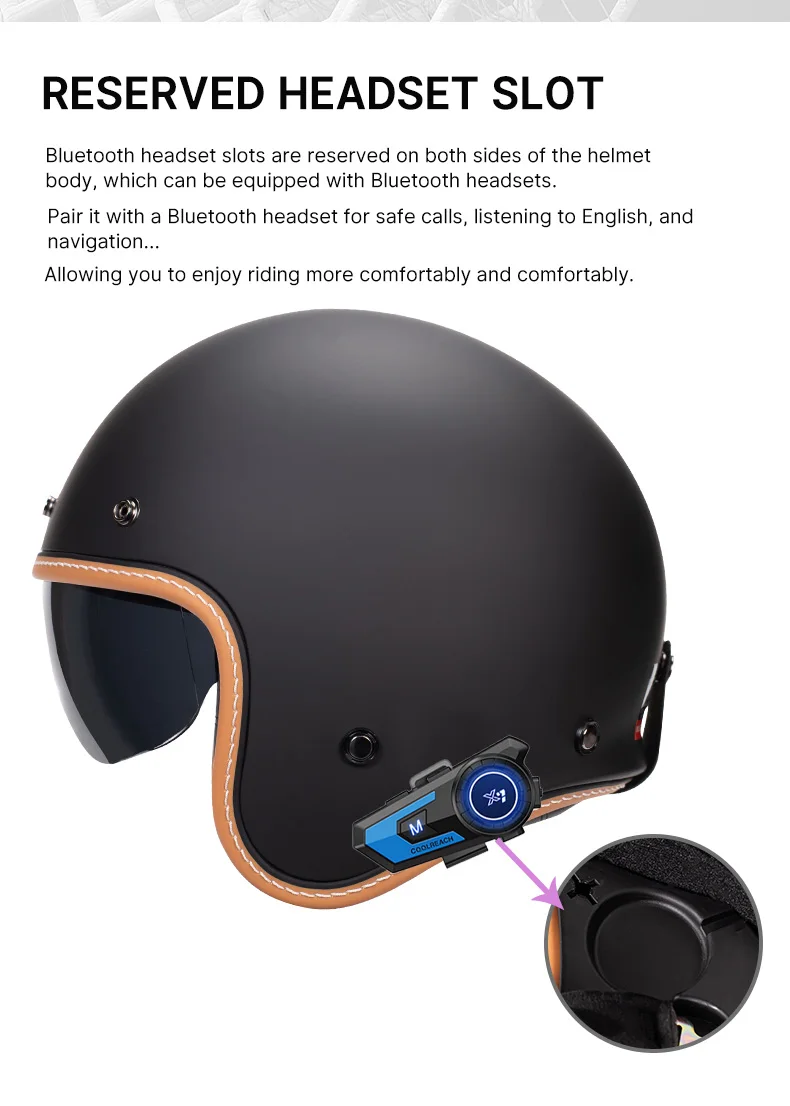 Jet Helmet DOT Open Face Helmet for Men Women Retro 3/4 Motorcycle Helmets Vintage Cafe Racer Half Face Helmet Capacete De Moto