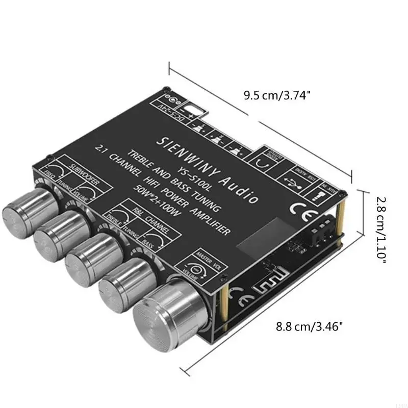 L9BA 블루투스 호환 스테레오 전력 증폭기 2x50W + 100W 자동차 홈용 TrebleBass가 포함된 2.1 채널 사운드 스테레오 수신기