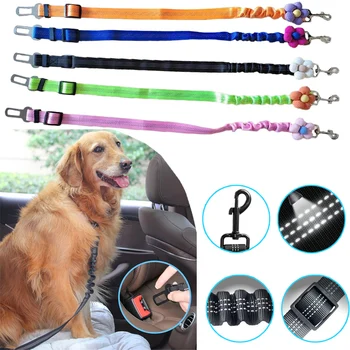 1 Pack Adjustable Dog Seat Belt, Elastic & Reflective Style, Durable Nylon Material, Pet Car Safety Belt, Dog Safety Accessory
