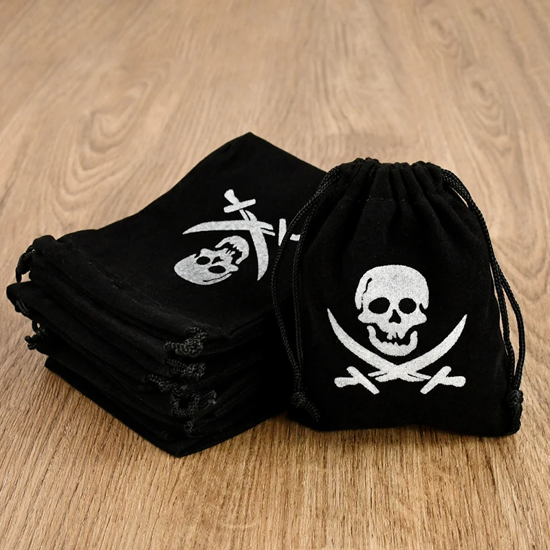 5 stücke Halloween Piraten Schädel Süßigkeiten Geschenk Taschen Gold Münze Kordelzug Beutel Geschenk Süßigkeiten Lagerung Tasche Geburtstag Halloween Party Liefert – Detail 12