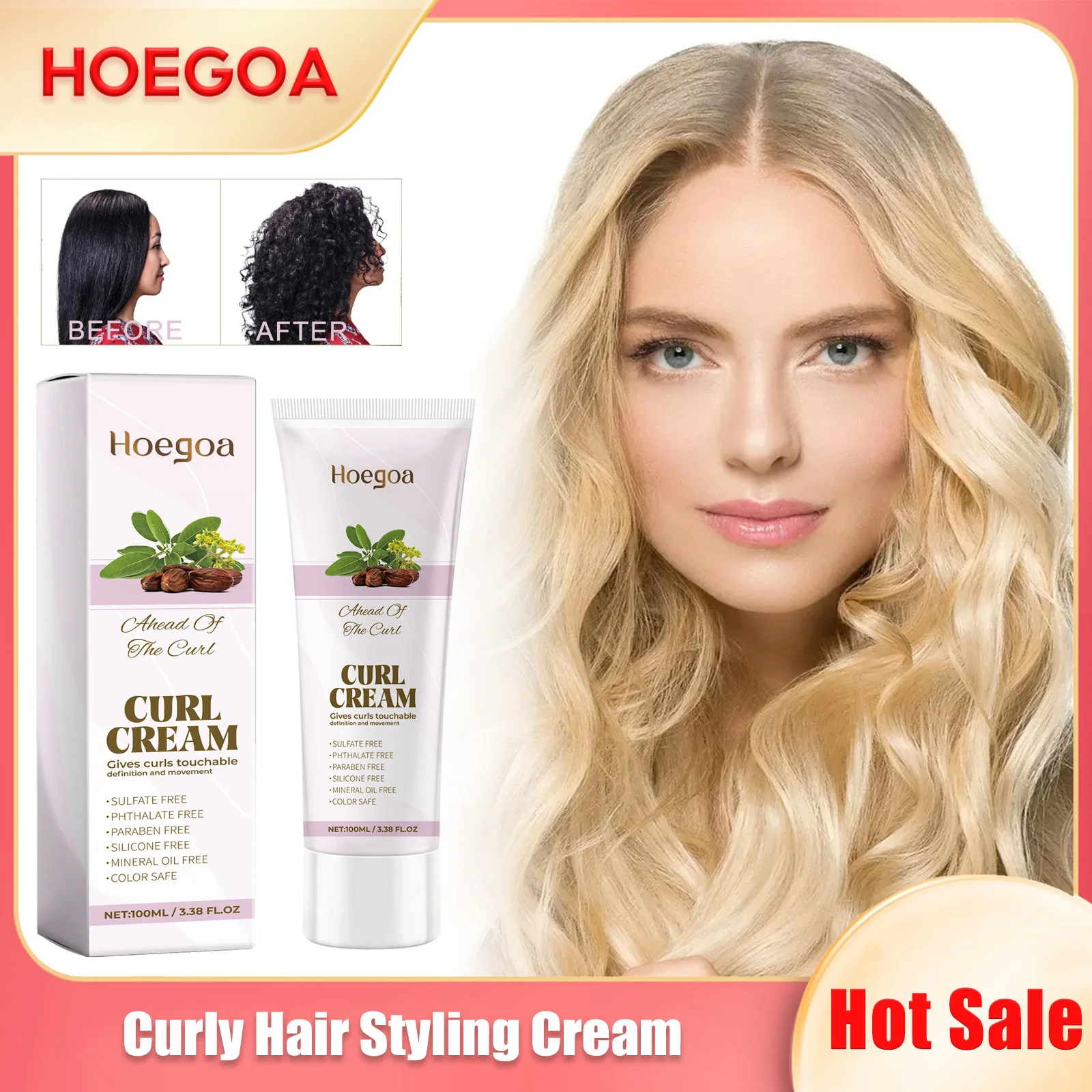 Hair Curling Cream Styling Wavy Wigs Hydrating Prevent Dryness Frizz Control Sculpting Enhance Boost Elastin Curl Defining Cream