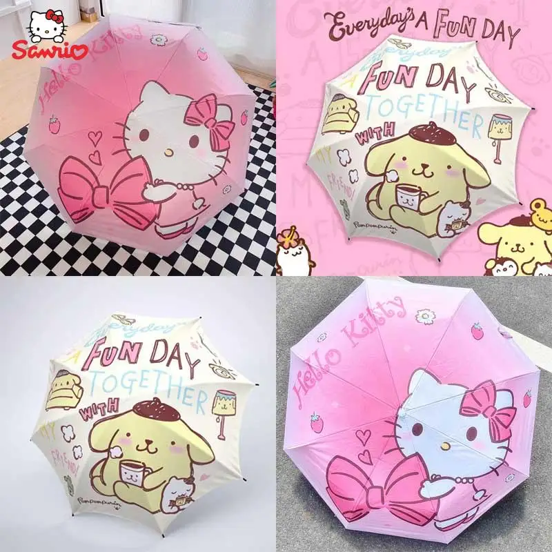 Olá Kitty Guarda-chuva Dobrável Portátil, Kuromi Y2K Anime Menina  Transparente Boneca Parasol Imprimir, Presente Kids