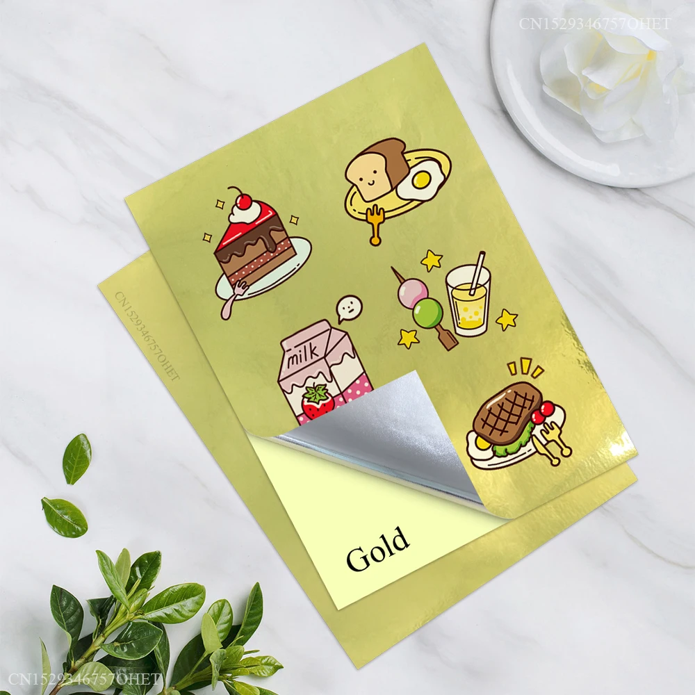 10 Sheets Printable A4 Paper Self Adhesive Vinyl Sticker Paper Gold Sheet for Inkjet Printer Copy Waterproof Label Sticker