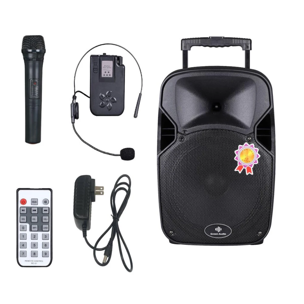 GAS-130 Green Audio Music System 10 Inch Wireless Portable Loudspeaker With Karaoke Microphone For Party