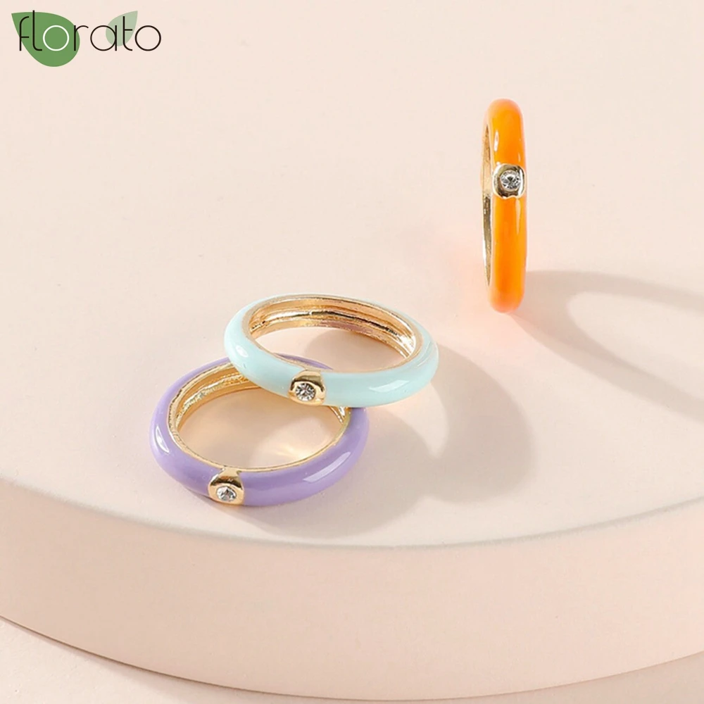 Premium Gold Plated Colorful Enamel Engagement Rings for Women Fashion Wedding Luxury Jewelry Party Women's Accessories - 5