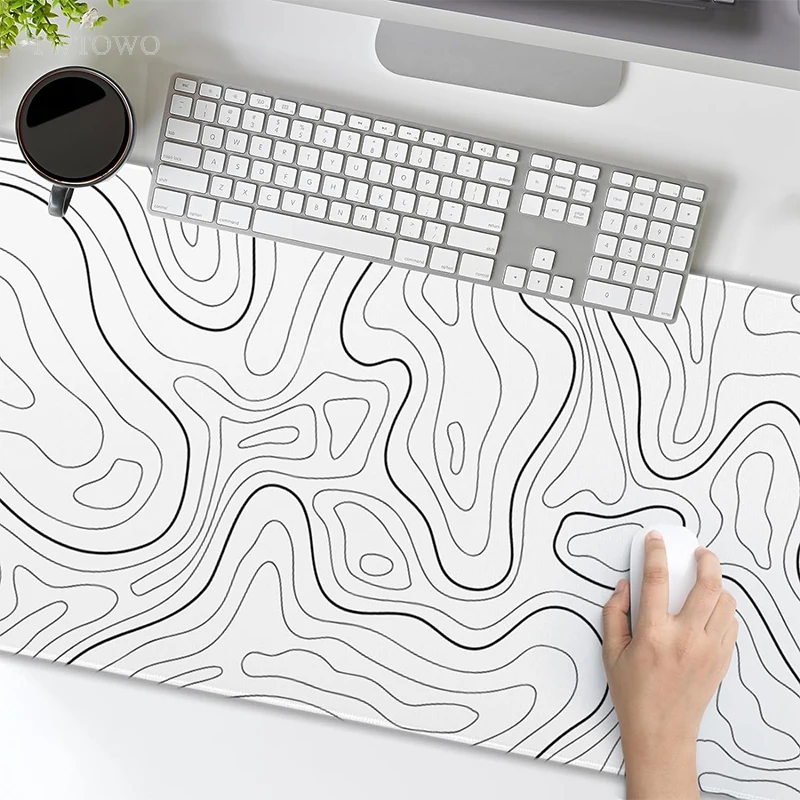 Gamer de Borracha Natural Mouse Pad Linhas de Contorno Branco xl hd Personalizado Mousepad Office Mouse Mats Desktop Mouse Pad Novo Xxl - Imagem 2