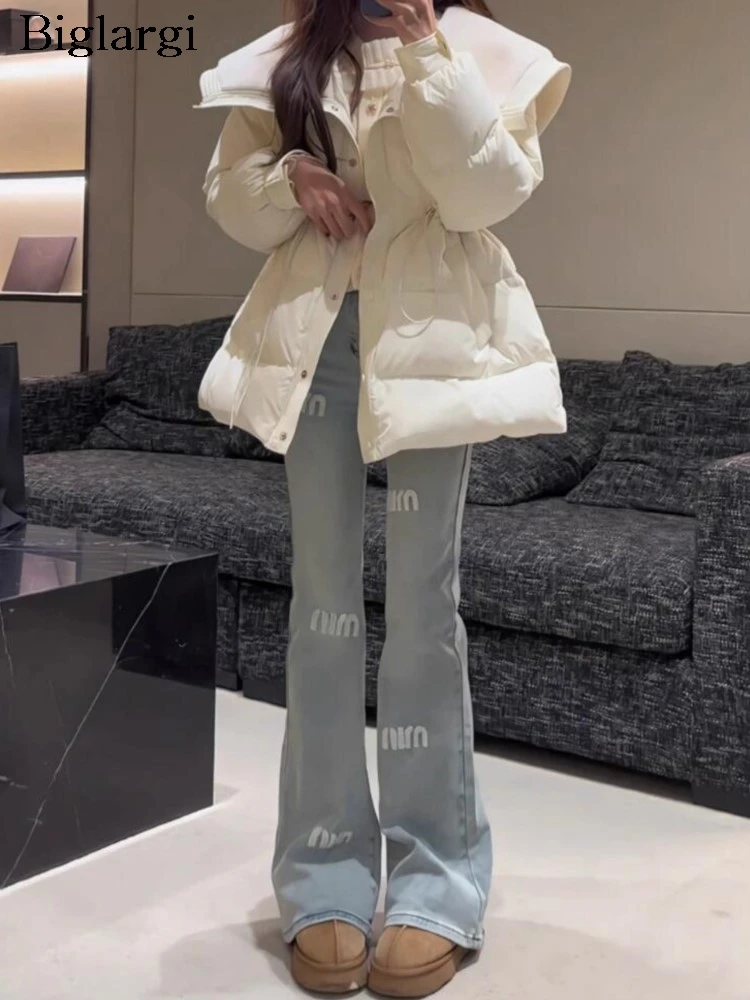 

Spring Long Flared Pant Women Letter Embroidery Fashion High Waist Ladies Bell-bottom Trousers Korean Style Pleated Woman Pants