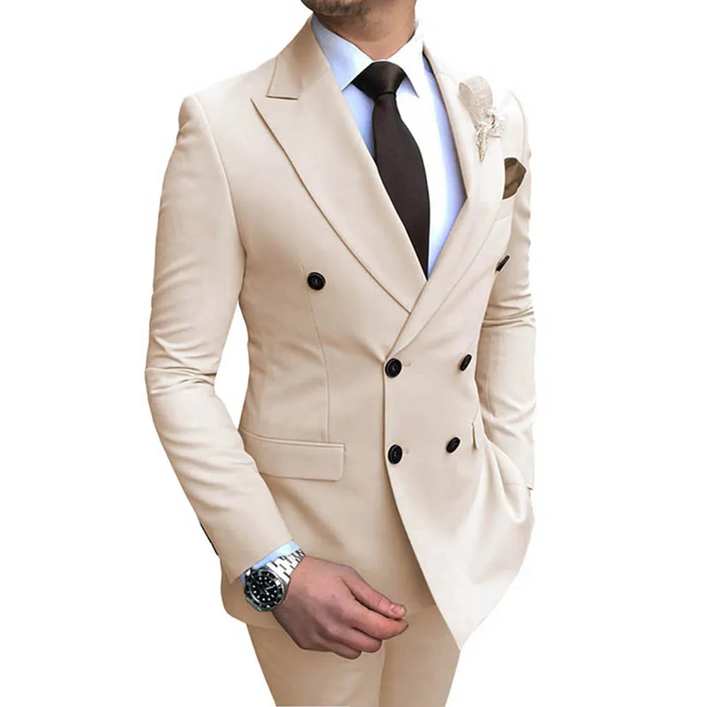 Pink Mens Suit Formal Business Wedding Suits Best Man Blazer Groom Tuxedos Slim Fit（Blazer+Pants） Costume Homme