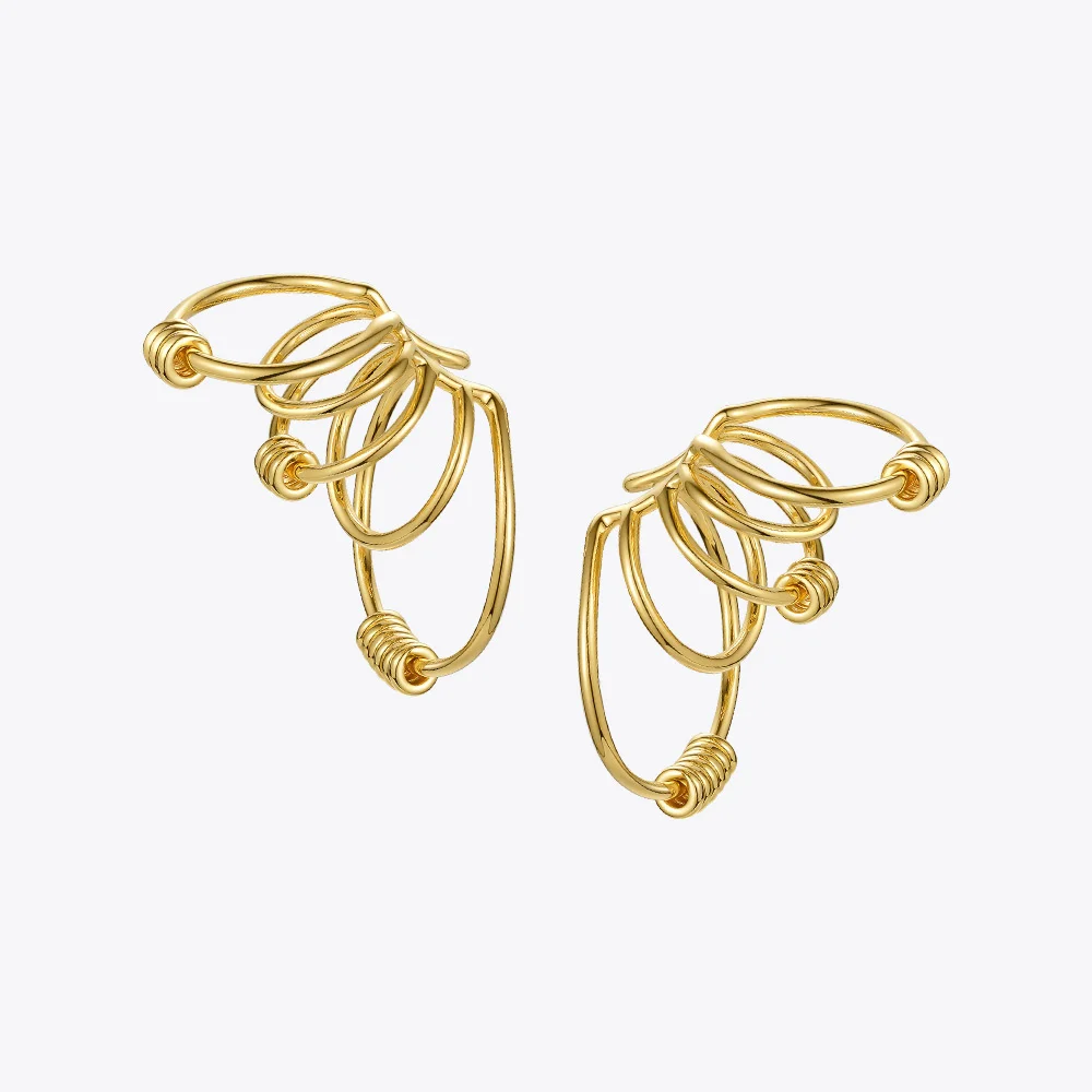 ENFASHION Multilayer Circle Ear Cuff Clip On Earrings Women Gold Color Rock Earings Without Piercing Fashion Jewelry E201174