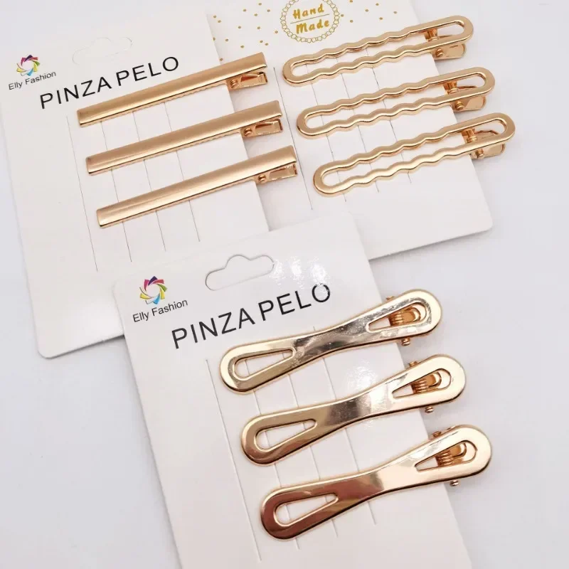 Hair Clips 3pcs/set Metal Geometric Barrettes Elegant Hair Claw Crab Hollow Out Hairpin Women Girl Accessories